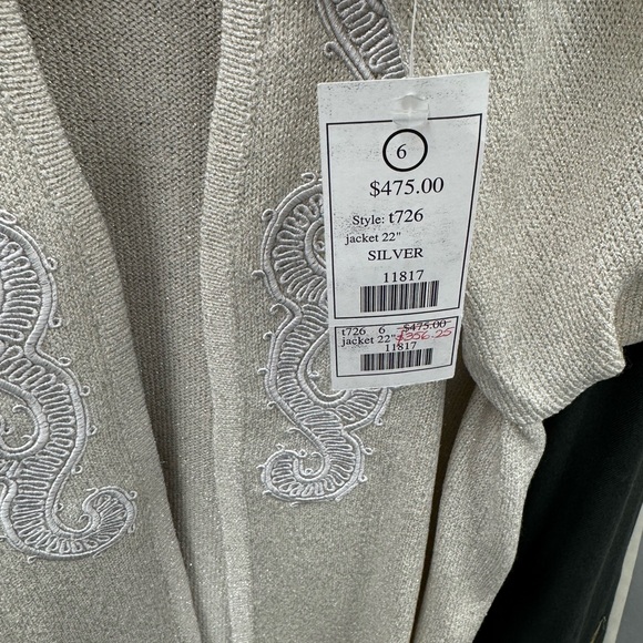 Toula Beige Scroll Appliqué Dressy Knit Jacket 6 - Picture 10 of 11